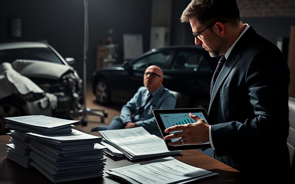 A High-Contrast, Dramatic Scene Depicting Various Strategies For Maximizing Personal Injury Compensation. In The Foreground, A Well-Dressed Lawyer Gestures Confidently, Surrounded By Stacks Of Legal Documents And A Tablet Displaying Financial Calculations. In The Middle Ground, A Client Sits Attentively, Listening Intently. The Background Showcases The Aftermath Of An Accident - A Wrecked Vehicle, Medical Equipment, And A Somber, Contemplative Mood. Powerful Lighting Casts Dramatic Shadows, Heightening The Sense Of Gravity And Importance. The Composition Is Balanced, With A Sense Of Depth And Motion, Conveying The Complexity And Significance Of The Subject Matter. A High-Contrast, Dramatic Scene Depicting Various Strategies For Maximizing Personal Injury Compensation. In The Foreground, A Well-Dressed Lawyer Gestures Confidently, Surrounded By Stacks Of Legal Documents And A Tablet Displaying Financial Calculations. In The Middle Ground, A Client Sits Attentively, Listening Intently. The Background Showcases The Aftermath Of An Accident - A Wrecked Vehicle, Medical Equipment, And A Somber, Contemplative Mood. Powerful Lighting Casts Dramatic Shadows, Heightening The Sense Of Gravity And Importance. The Composition Is Balanced, With A Sense Of Depth And Motion, Conveying The Complexity And Significance Of The Subject Matter.