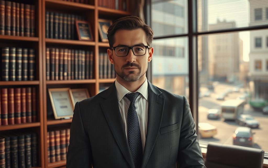 A Professional, Confident Personal Injury Attorney Stands In A Modern Law Office, Surrounded By Shelves Of Law Books And Awards. Warm, Directional Lighting Casts Dramatic Shadows, Highlighting Their Sharp, Discerning Gaze And Authoritative Posture. They Wear A Tailored Suit, Exuding An Air Of Competence And Dedication To Their Craft. In The Background, A Window Overlooking A Bustling City Street Conveys A Sense Of The High-Stakes World They Navigate On Behalf Of Their Clients. The Overall Scene Evokes The Key Qualities Of An Expert Personal Injury Lawyer: Expertise, Integrity, And A Relentless Commitment To Achieving Justice. A Professional, Confident Personal Injury Attorney Stands In A Modern Law Office, Surrounded By Shelves Of Law Books And Awards. Warm, Directional Lighting Casts Dramatic Shadows, Highlighting Their Sharp, Discerning Gaze And Authoritative Posture. They Wear A Tailored Suit, Exuding An Air Of Competence And Dedication To Their Craft. In The Background, A Window Overlooking A Bustling City Street Conveys A Sense Of The High-Stakes World They Navigate On Behalf Of Their Clients. The Overall Scene Evokes The Key Qualities Of An Expert Personal Injury Lawyer: Expertise, Integrity, And A Relentless Commitment To Achieving Justice.