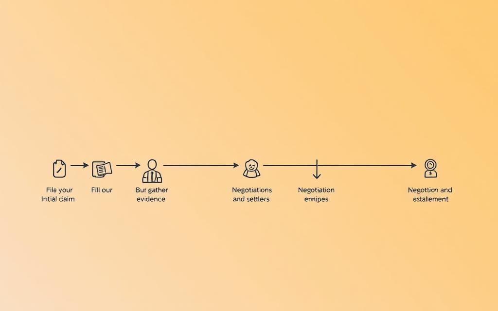 A Clean, Minimalist Illustration Depicting The Key Steps Of The Claims Process For Burn Injuries. In The Foreground, A Series Of Simple Icons Or Pictograms Representing The Stages - From Filing The Initial Claim, To Gathering Evidence, To Negotiation And Settlement. The Middle Ground Features A Stylized Workflow Diagram, With Clean Lines And Arrows Guiding The Viewer Through The Process. In The Background, A Soft Gradient Of Warm Tones, Evoking The Healing And Recovery Aspect Of The Topic. The Overall Mood Is Calm, Informative And Easy To Follow, Suitable For Inclusion In A Legal Guidance Article. A Clean, Minimalist Illustration Depicting The Key Steps Of The Claims Process For Burn Injuries. In The Foreground, A Series Of Simple Icons Or Pictograms Representing The Stages - From Filing The Initial Claim, To Gathering Evidence, To Negotiation And Settlement. The Middle Ground Features A Stylized Workflow Diagram, With Clean Lines And Arrows Guiding The Viewer Through The Process. In The Background, A Soft Gradient Of Warm Tones, Evoking The Healing And Recovery Aspect Of The Topic. The Overall Mood Is Calm, Informative And Easy To Follow, Suitable For Inclusion In A Legal Guidance Article.