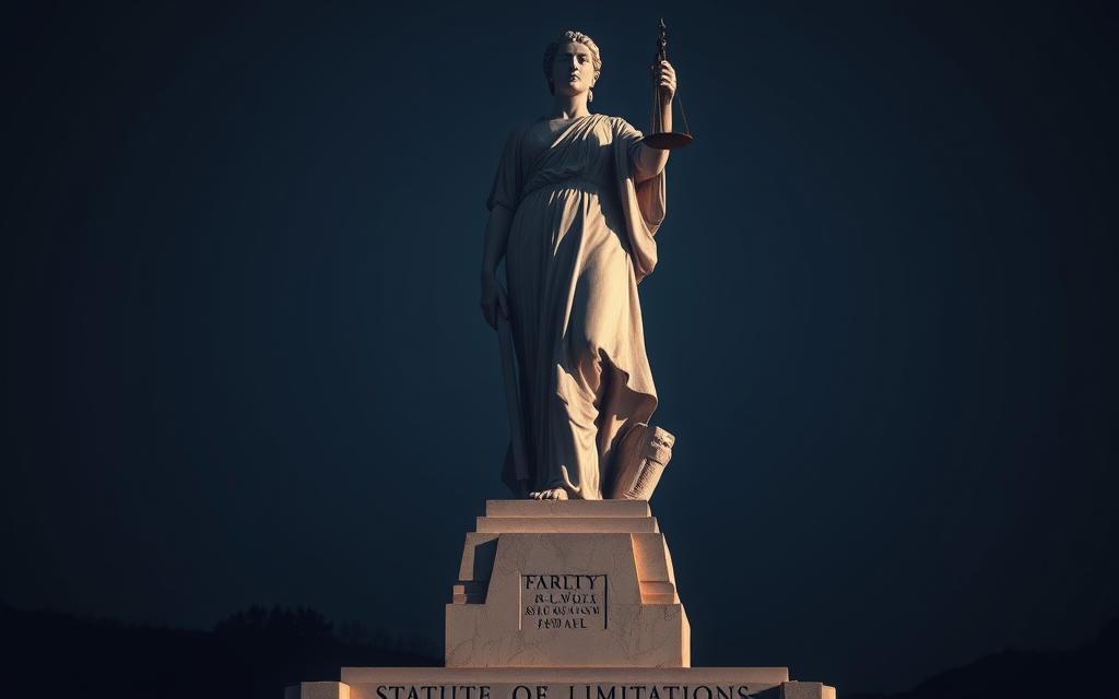 A Majestic Marble Statue Stands Tall, Its Carved Figure Symbolizing The Weight And Authority Of The Legal System. Dramatic Lighting Casts Long Shadows, Evoking A Sense Of Gravity And Measured Deliberation. In The Foreground, The Statue'S Outstretched Arm Holds A Set Of Balanced Scales, Signifying The Principles Of Justice And Fairness. The Background Is A Serene, Minimalist Landscape, Allowing The Central Monument To Command The Viewer'S Attention. The Overall Atmosphere Is One Of Solemn Contemplation, Underscoring The Significance And Complexity Of The Statute Of Limitations That Governs The Pursuit Of Legal Claims. A Majestic Marble Statue Stands Tall, Its Carved Figure Symbolizing The Weight And Authority Of The Legal System. Dramatic Lighting Casts Long Shadows, Evoking A Sense Of Gravity And Measured Deliberation. In The Foreground, The Statue'S Outstretched Arm Holds A Set Of Balanced Scales, Signifying The Principles Of Justice And Fairness. The Background Is A Serene, Minimalist Landscape, Allowing The Central Monument To Command The Viewer'S Attention. The Overall Atmosphere Is One Of Solemn Contemplation, Underscoring The Significance And Complexity Of The Statute Of Limitations That Governs The Pursuit Of Legal Claims.