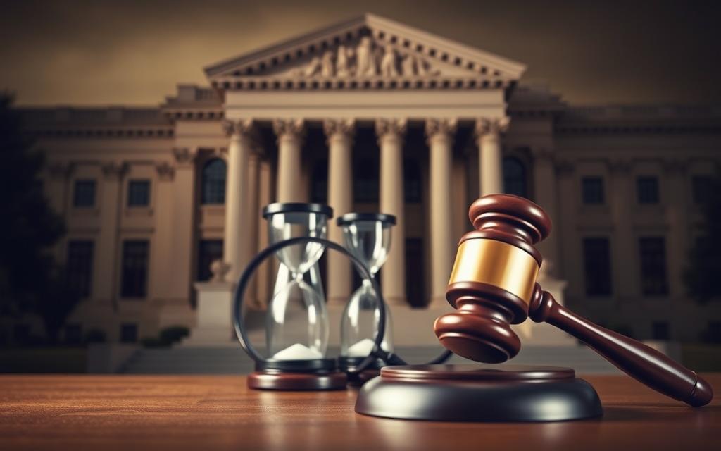 A Stately Building With Columns And A Grand Entrance, Representing The Authority And Gravitas Of The Legal System. In The Foreground, A Gavel Rests On A Desk, Symbolizing The Judicial Process. The Middle Ground Features An Hourglass And A Magnifying Glass, Signifying The Concept Of Time And Close Examination. The Background Is Dimly Lit, Creating A Serious, Contemplative Atmosphere. Warm, Muted Tones Evoke A Sense Of Tradition And Dependability. The Overall Composition Conveys The Weight And Significance Of Understanding Statute Limitations And Legal Rights. A Stately Building With Columns And A Grand Entrance, Representing The Authority And Gravitas Of The Legal System. In The Foreground, A Gavel Rests On A Desk, Symbolizing The Judicial Process. The Middle Ground Features An Hourglass And A Magnifying Glass, Signifying The Concept Of Time And Close Examination. The Background Is Dimly Lit, Creating A Serious, Contemplative Atmosphere. Warm, Muted Tones Evoke A Sense Of Tradition And Dependability. The Overall Composition Conveys The Weight And Significance Of Understanding Statute Limitations And Legal Rights.