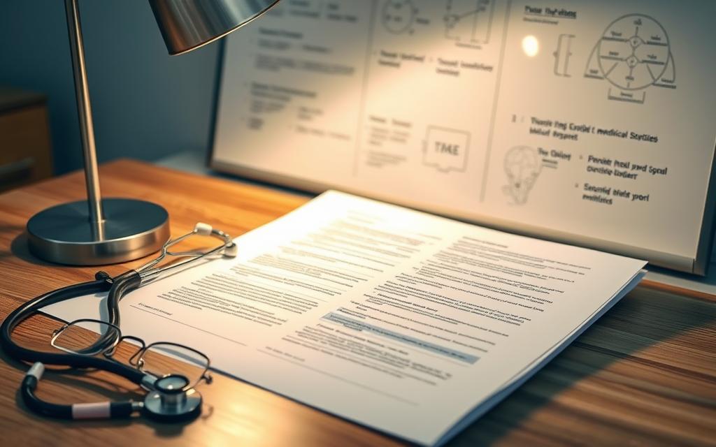 A Meticulously Crafted Medical Report Lies Open On A Wooden Desk, Illuminated By The Soft Glow Of A Desk Lamp. Beside It, A Stethoscope And A Pair Of Reading Glasses Suggest The Clinical Expertise Behind The Analysis. In The Background, A Wall-Mounted Whiteboard Showcases Handwritten Notes And Diagrams, Hinting At The Psychological Assessments That Support The Claims. The Scene Conveys An Air Of Professionalism And Attention To Detail, Reflecting The Importance Of Comprehensive Medical Evidence In Emotional Distress Cases. A Meticulously Crafted Medical Report Lies Open On A Wooden Desk, Illuminated By The Soft Glow Of A Desk Lamp. Beside It, A Stethoscope And A Pair Of Reading Glasses Suggest The Clinical Expertise Behind The Analysis. In The Background, A Wall-Mounted Whiteboard Showcases Handwritten Notes And Diagrams, Hinting At The Psychological Assessments That Support The Claims. The Scene Conveys An Air Of Professionalism And Attention To Detail, Reflecting The Importance Of Comprehensive Medical Evidence In Emotional Distress Cases.