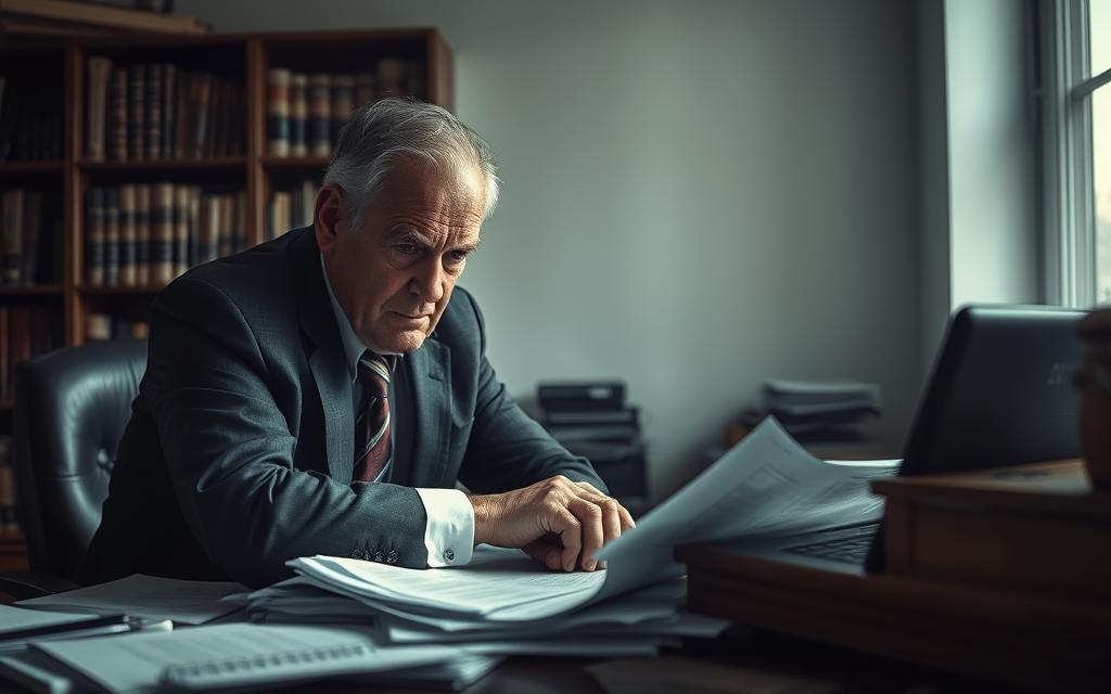 A Seasoned Attorney Sits Hunched Over A Cluttered Desk, Their Expression Weary And Weathered, Reflecting The Mental Anguish Of Handling Complex Emotional Distress Cases. Soft, Moody Lighting Casts Dramatic Shadows, Creating A Palpable Sense Of Tension And Unease. The Attorney'S Brow Is Furrowed, Their Gaze Focused Intently On Scattered Legal Documents, The Burden Of Their Client'S Suffering Etched Upon Their Face. The Room Is Sparse, With A Towering Bookshelf In The Background, Hinting At The Vast Legal Knowledge Required To Navigate Such Challenging Mental Anguish Cases. An Air Of Contemplation And Anguish Permeates The Scene, Capturing The Essence Of The Legal Guidance Needed In This Field. A Seasoned Attorney Sits Hunched Over A Cluttered Desk, Their Expression Weary And Weathered, Reflecting The Mental Anguish Of Handling Complex Emotional Distress Cases. Soft, Moody Lighting Casts Dramatic Shadows, Creating A Palpable Sense Of Tension And Unease. The Attorney'S Brow Is Furrowed, Their Gaze Focused Intently On Scattered Legal Documents, The Burden Of Their Client'S Suffering Etched Upon Their Face. The Room Is Sparse, With A Towering Bookshelf In The Background, Hinting At The Vast Legal Knowledge Required To Navigate Such Challenging Mental Anguish Cases. An Air Of Contemplation And Anguish Permeates The Scene, Capturing The Essence Of The Legal Guidance Needed In This Field.